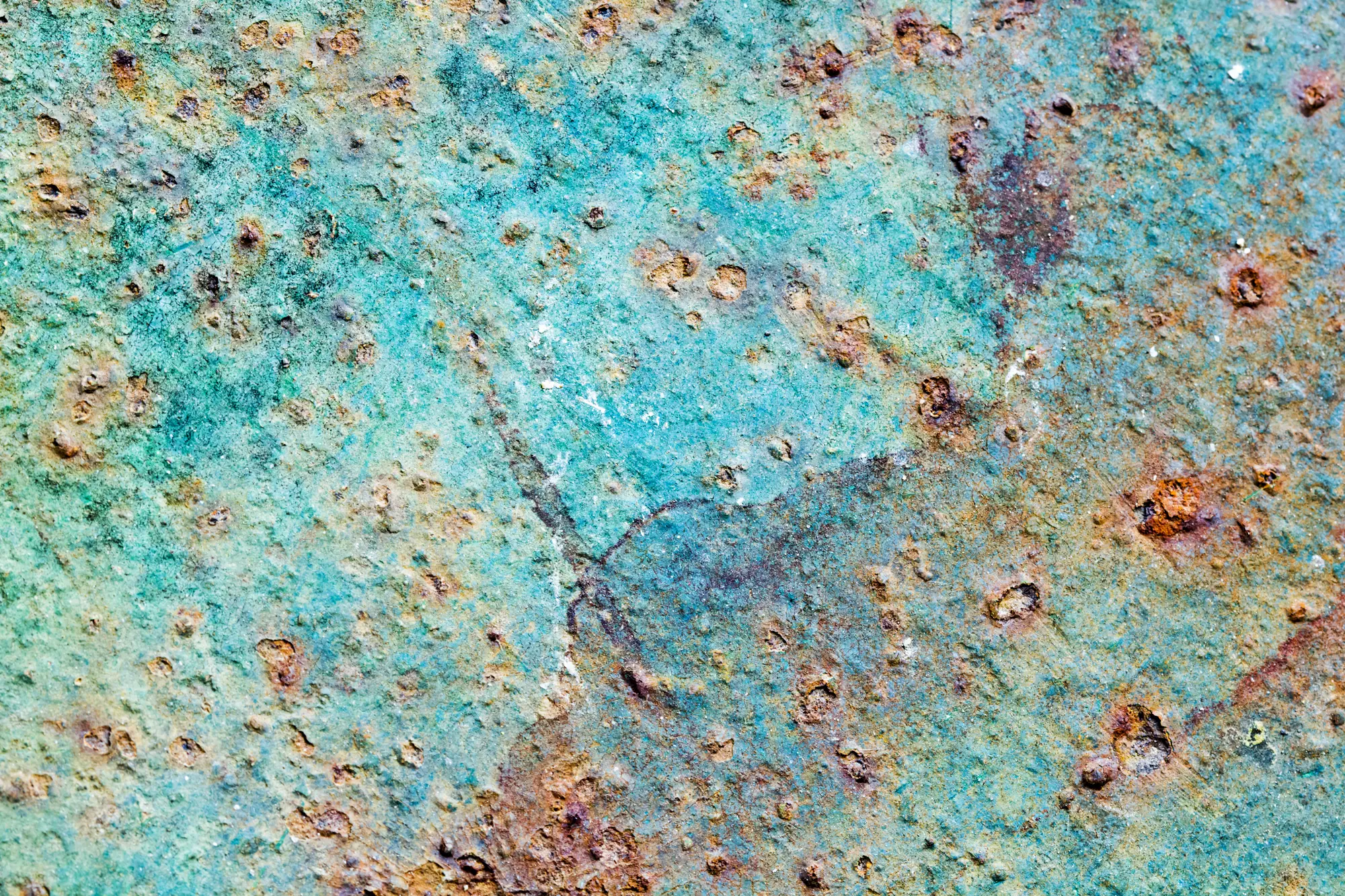 Texture macro de rouille brune et turquoise